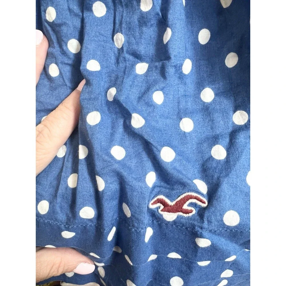 Hollister Blue Polka Dot Mini Pleated Skirt Size S Y2K Preppy Skater Whimsy